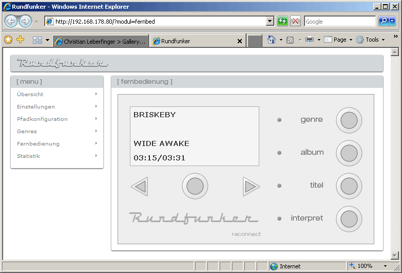 Java remote control for Rundfunker